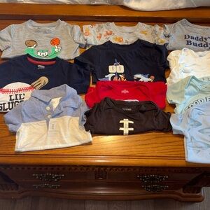 12 month boys onesie and shirt sleeve shirt lot